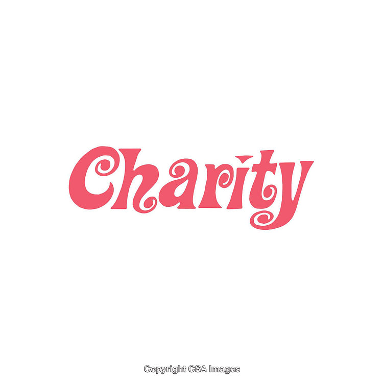 Elegant Pink Charity Text on White Background With Stylish Lettering
