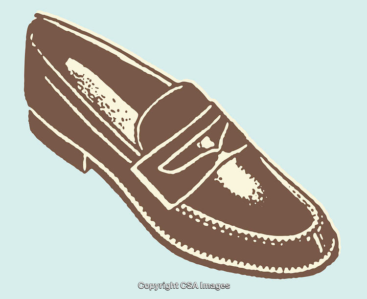 Stylized Illustration of a Classic Loafer Shoe in Muted Tones