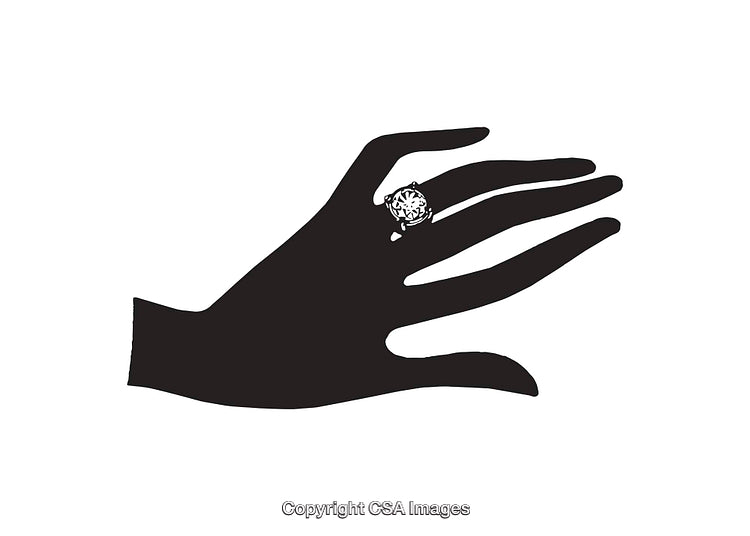 Elegant Black and White Silhouette Hand with Ring Illustration