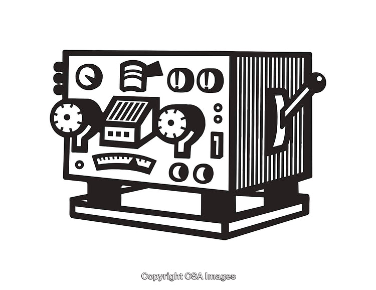 Vintage Monochrome Line Art of Retro Machine Illustration Design