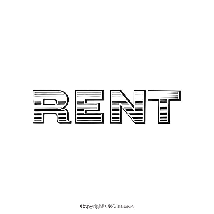 Minimalist Design Featuring the Word 'Rent' in Bold Black Lines