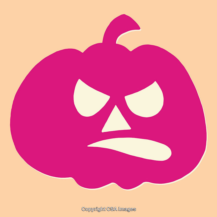 Colorful Graphic of a Pumpkin Face Highlighting Halloween Themes