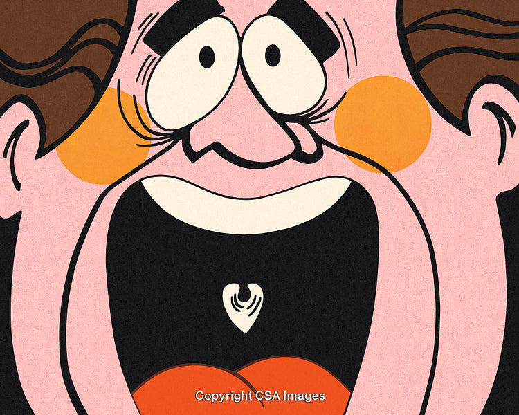 Colorful Cartoon Portrait with Exaggerated Expressions and Playful Design