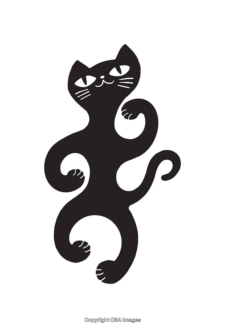 Graceful Black Cat Illustration in Unique Artistic Silhouette Design