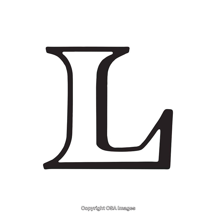 Black Letter L with Classic Font on White Background