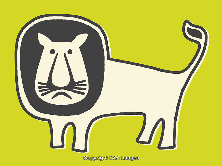 Abstract Illustration of a Lion in Simplistic Line Art Style
