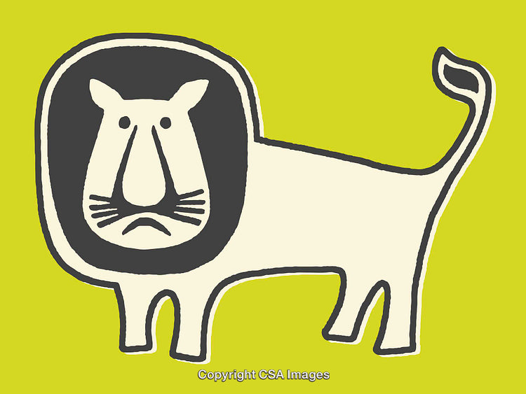 Abstract Illustration of a Lion in Simplistic Line Art Style