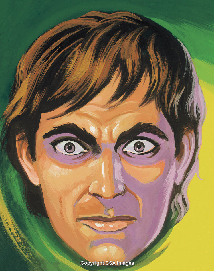 Expressionist Illustration of a Man With Intense Stare and Vibrant Colors