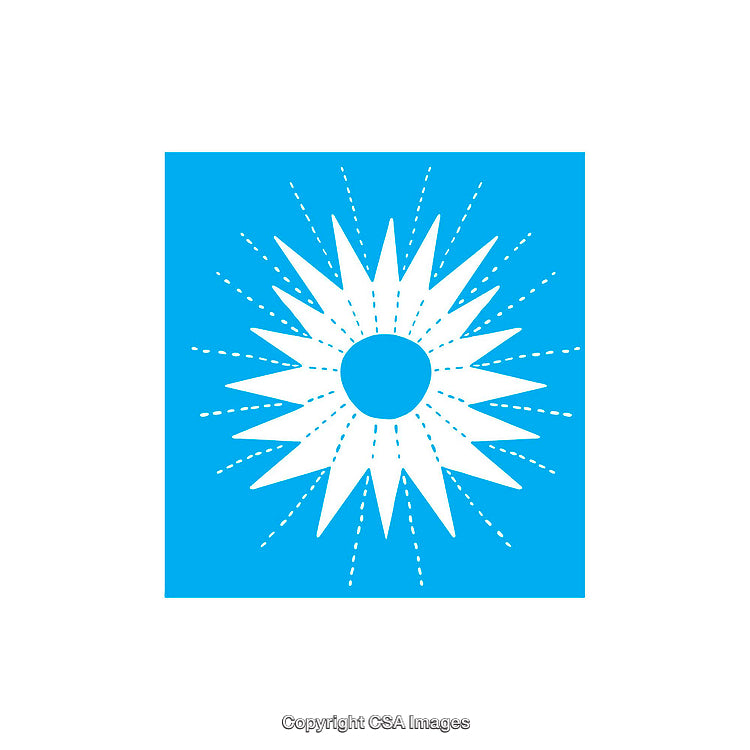 Illustration of a Bright Sunburst on a Blue Background