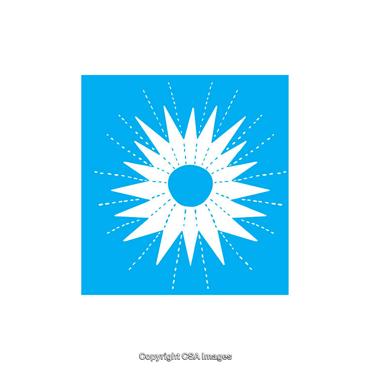 Illustration of a Bright Sunburst on a Blue Background