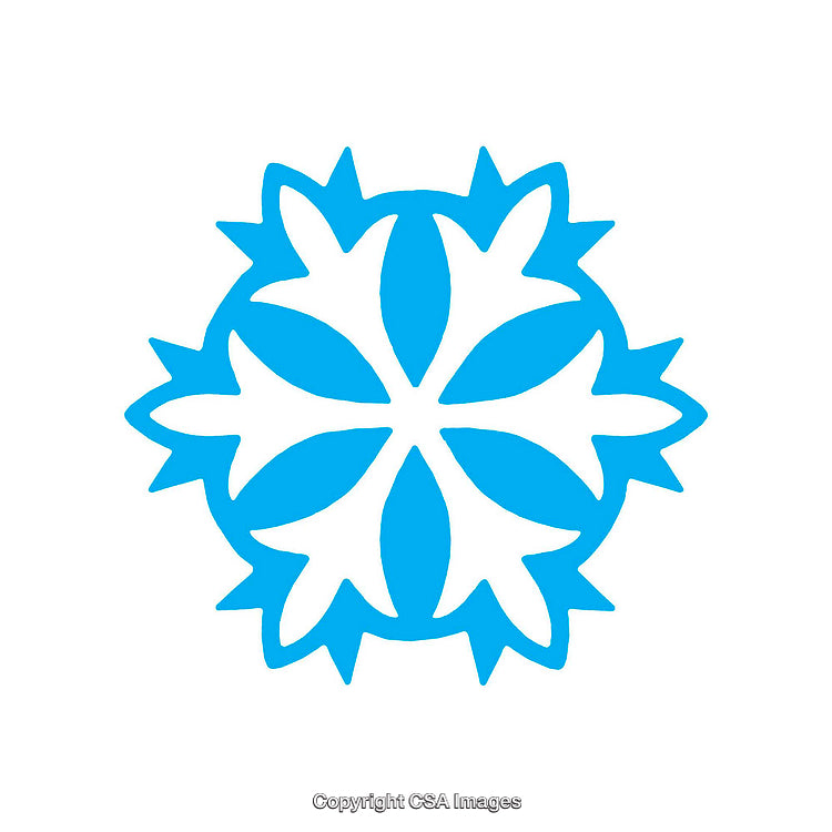 Blue Symmetrical Star with Abstract Petal Shapes on White Background