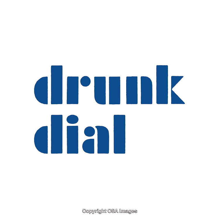 Bold Blue Typography of the Words 'Drunk Dial' on White Background
