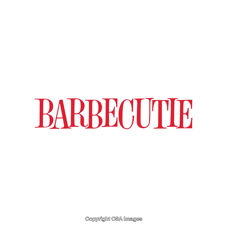 Creative Typography Display Featuring the Word 'Barbecutie' in Red Letters
