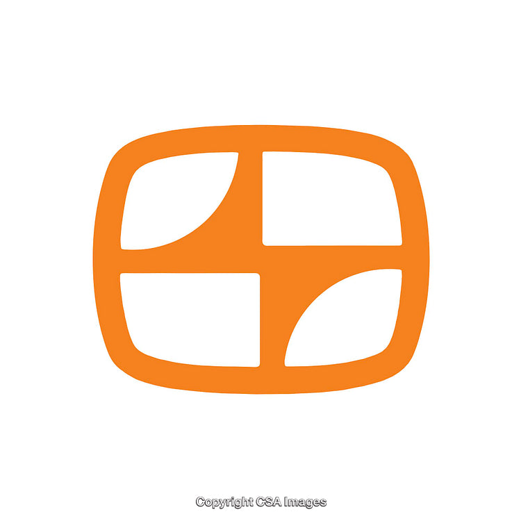 Orange Geometric Symbol with Rounded Square Design on White