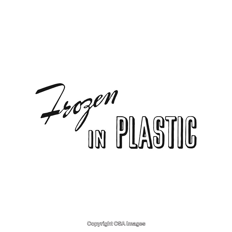 Handwritten Typography Featuring 'Frozen in Plastic' in Black and White Design