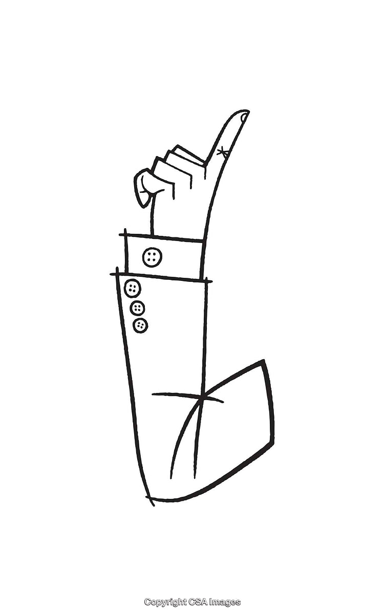 Black and White Line Art Illustration of a Hand Pointing Upward