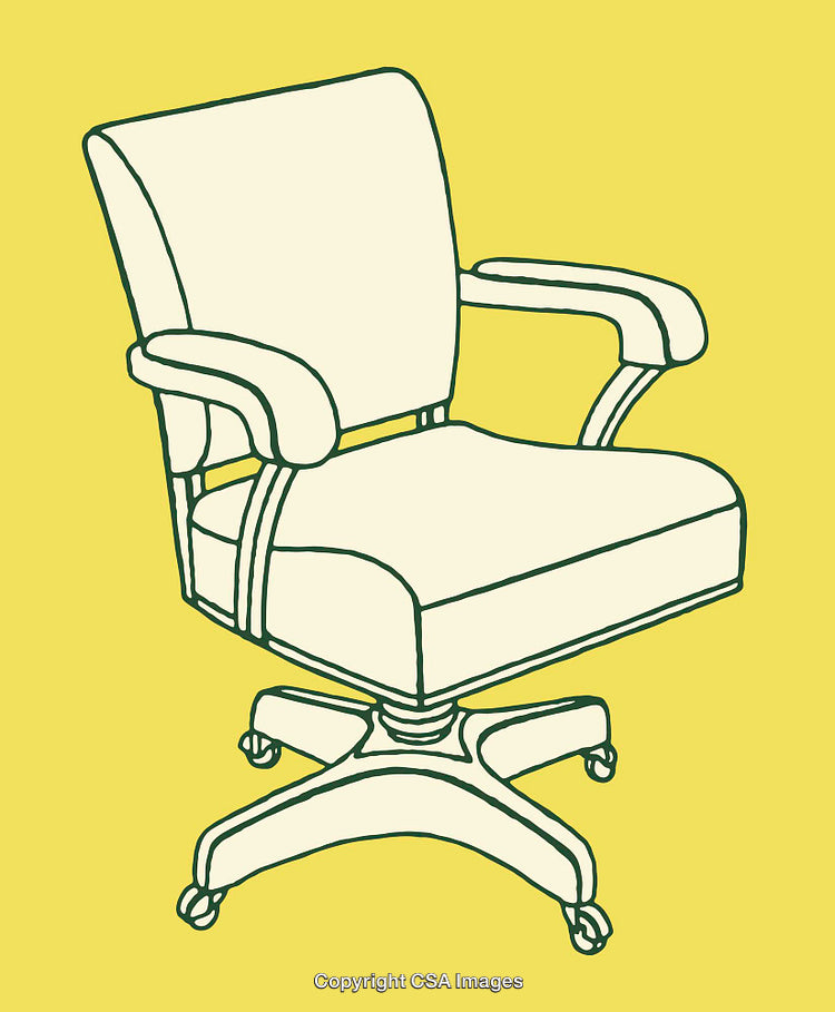 Colorful Line Art Illustration of a Rolling Office Chair
