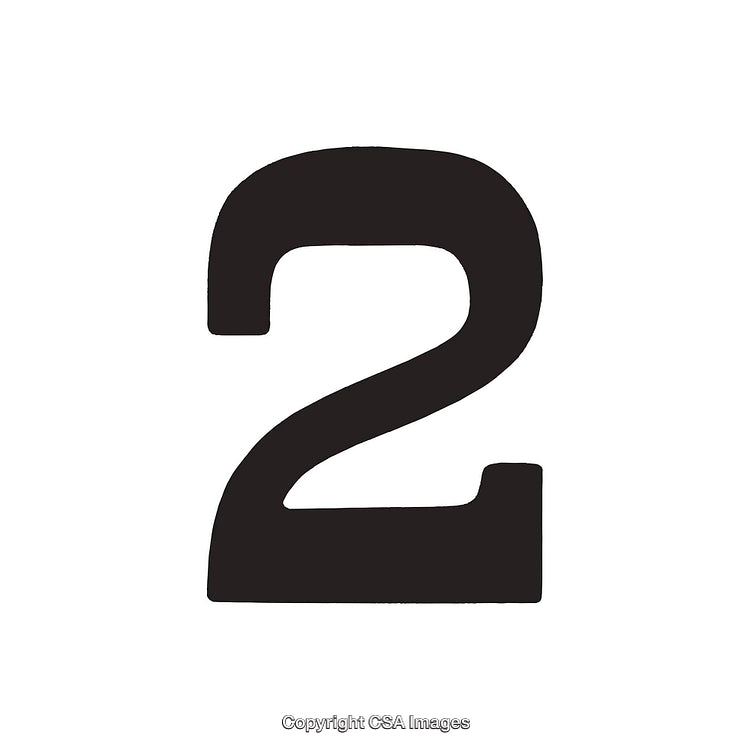 Bold Black Number Two on a Plain White Background