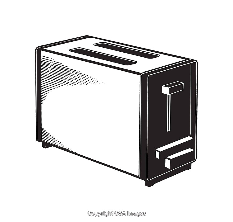 Black and White Line Art of a Traditional Toaster Appliance