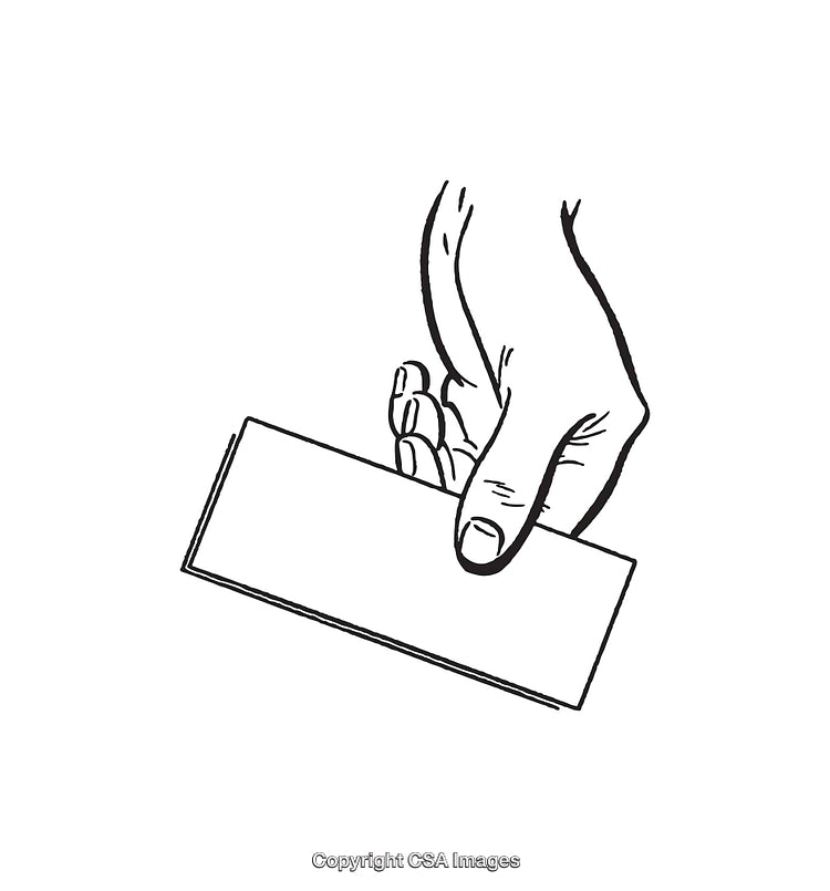 Minimalist Line Art Depicting a Hand Holding a Blank Card