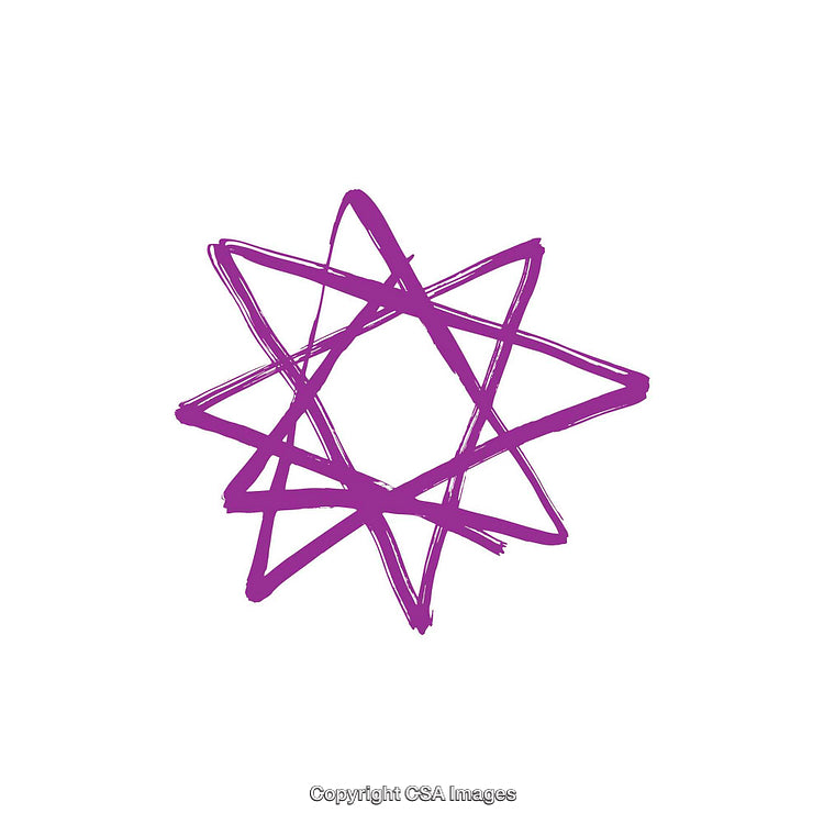 Purple Abstract Star Symbol on White Background in Hand-Drawn Style