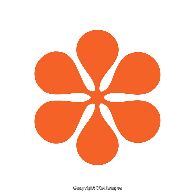 Minimalist Orange Flower-Shaped Abstract Design on a White Background
