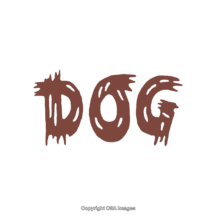 Stylized Graphic of Dog Word in Unique Artistic Font Design
