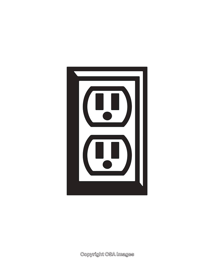 Black and White Icon of a Power Outlet Socket