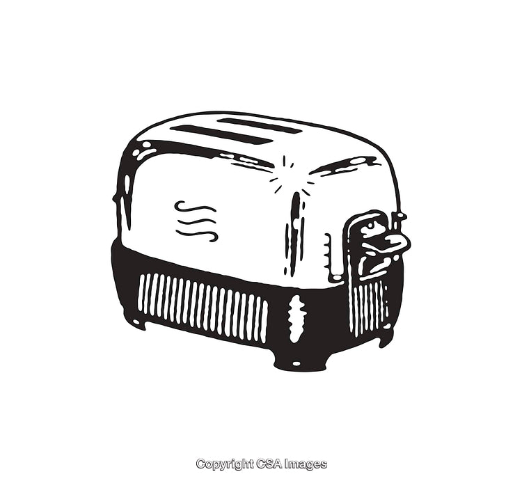 Vintage Style Black and White Toaster Illustration