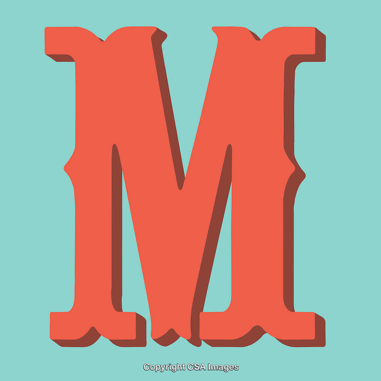 Bold Red Letter M on a Light Blue Background