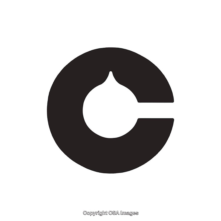 Abstract Modern Black Letter C With Droplet on White Background