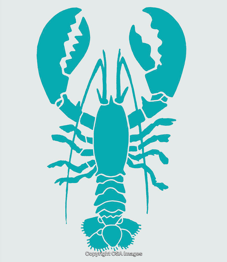 Teal Lobster Line Art Illustration Over Light Background