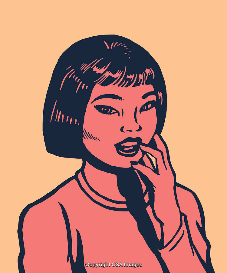Vintage Style Portrait in Colorful Pop Art Line Illustration