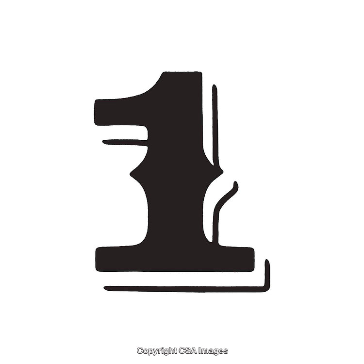 Bold Artistic Symbol of the Number One on White Background