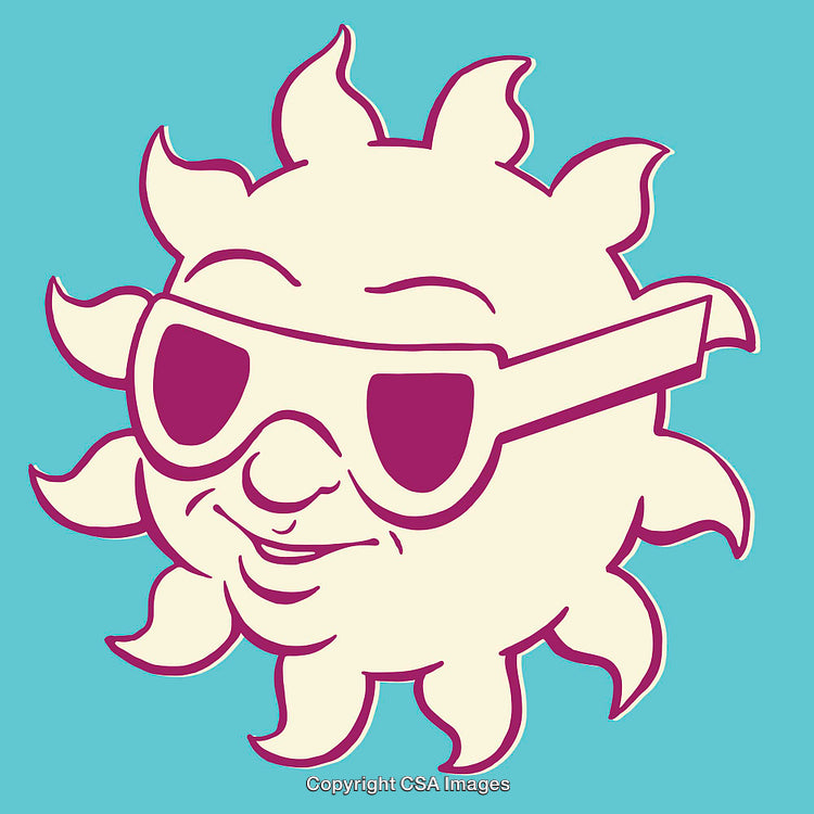 Cool Sunglasses-Wearing Sun Illustration on a Vibrant Turquoise Background