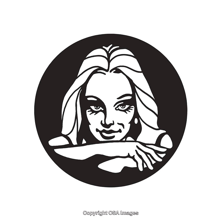 Black And White Line Art Illustration of a Relaxed Female Portrait