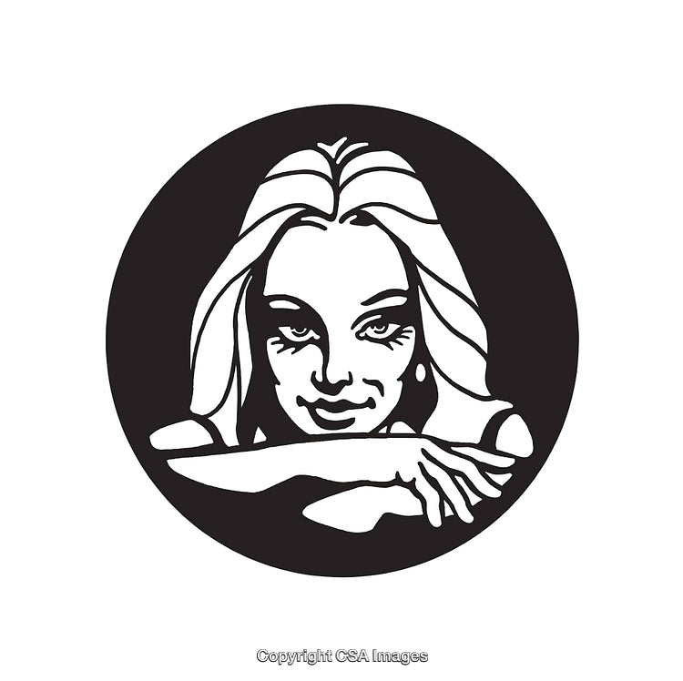 Black And White Line Art Illustration of a Relaxed Female Portrait