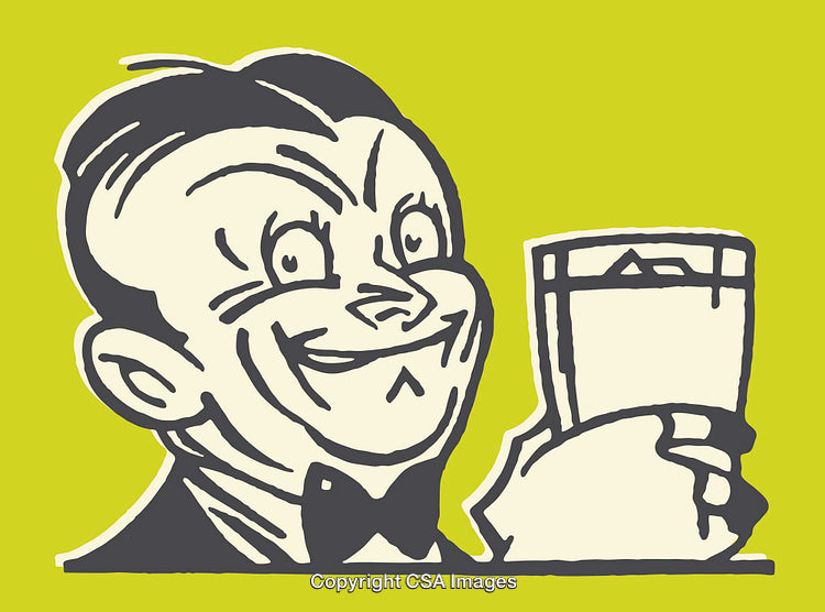 Retro Cartoon Illustration of a Character Holding a Glass