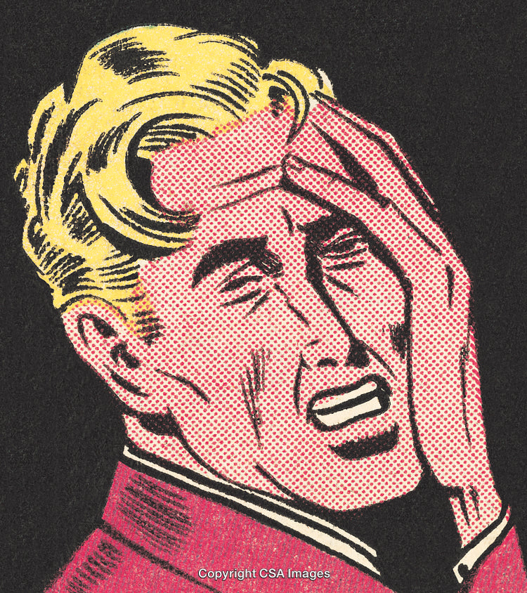 Vintage Pop Art Comic Illustration of an Emotional Expression in Bold Colors