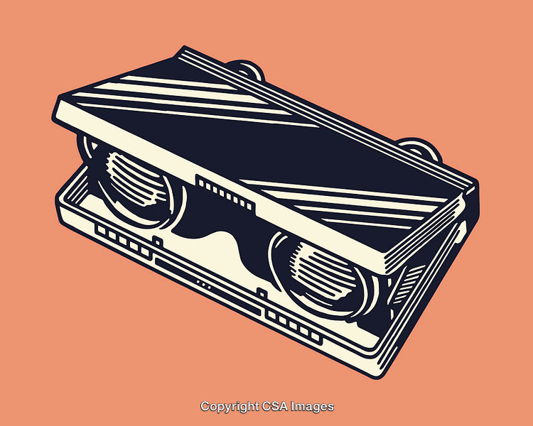 Retro Style Illustration of a Classic Cassette in Line Art Design