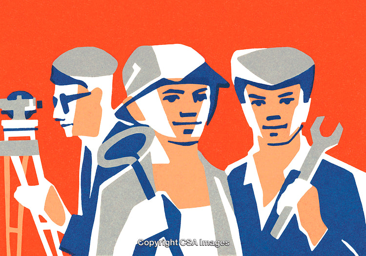 Illustrative Graphic of Workers Representing Various Trades and Collaboration