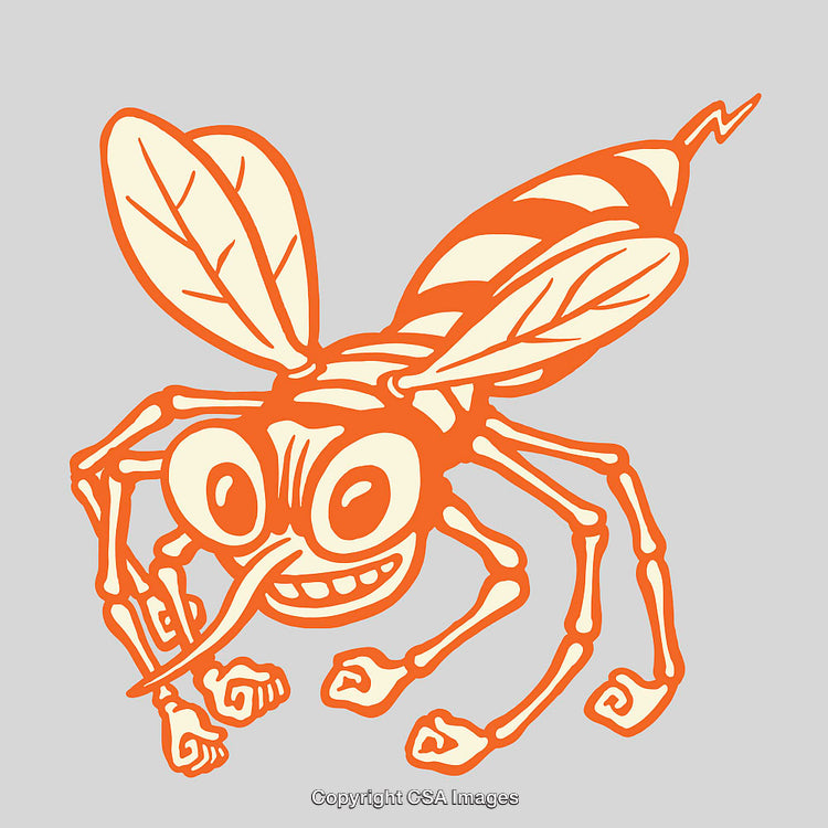 Playful Cartoon-Style Orange Insect Illustration on a Gray Background