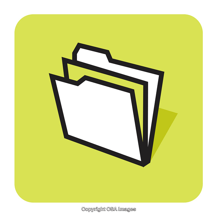 Simple Icon of an Organized White File Folder on Green Background