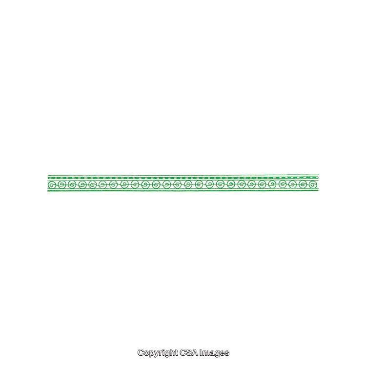Elegant Green Geometric Border With Artistic Scrolls and Patterns on White Background