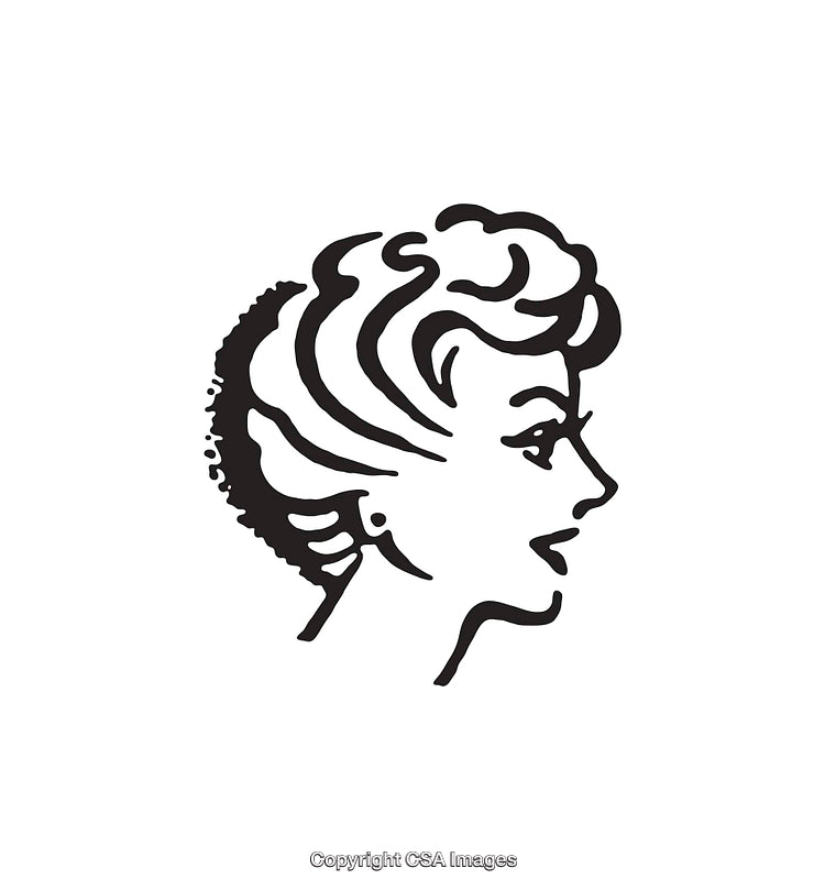Profile of a Woman in Black and White Line Art Style