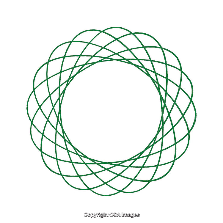 Geometric Green Spirograph Design on a White Background