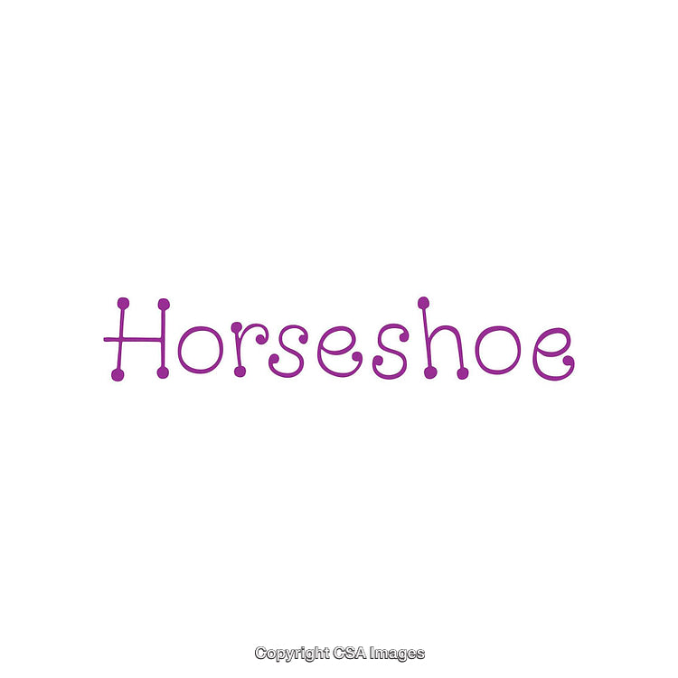 Purple Minimalist Horseshoe Text on a Clean White Background