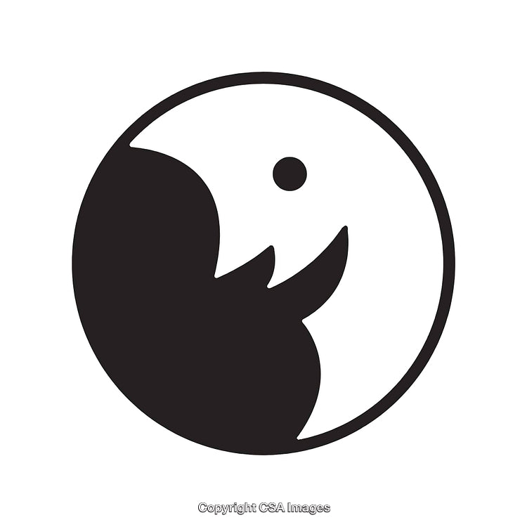 Simple Black and White Icon Representing Abstract Yin-Yang Concept