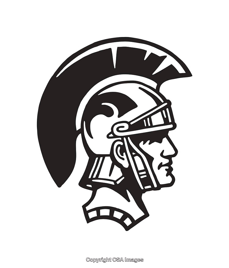 Black and White Line Art of a Roman Soldier Profile Illustration