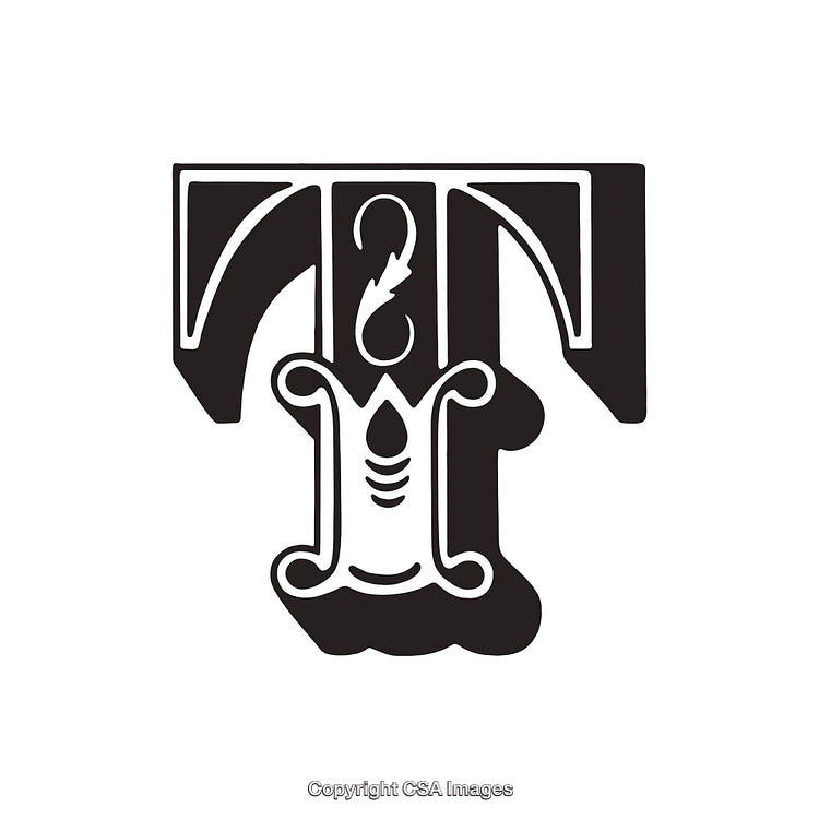 Intricately Designed Letter T with Decorative Elements and Classic Style